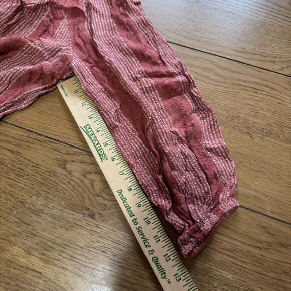 Free People‎ Women Size Large Blouse Bohemian Hippie Cottagecore Tie Top Long - Picture 8 of 11